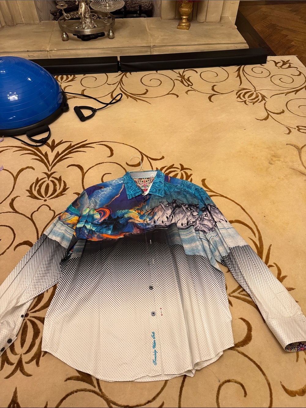 Robert Graham Multicolor Gradient & Scenic Print Dress Shirt